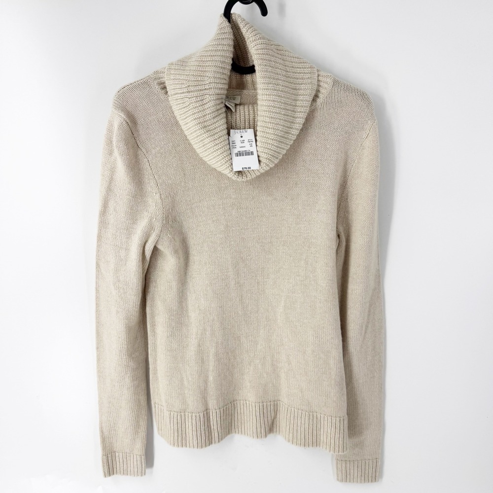 J.Crew Womens Cowl Neck Merino Wool Blend Sweater Beige F8740 XS NWT